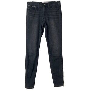 Athleta Sculptek Ultra Skinny Jeans Women Size 6 Black Moto Zip Hem